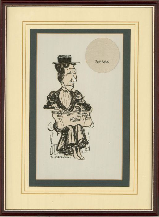 Donald E. Green - 20th Century Pen and Ink Drawing, Flora Robson Caricature