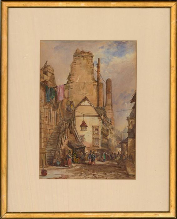 19th Century Watercolour - French Street Scene
