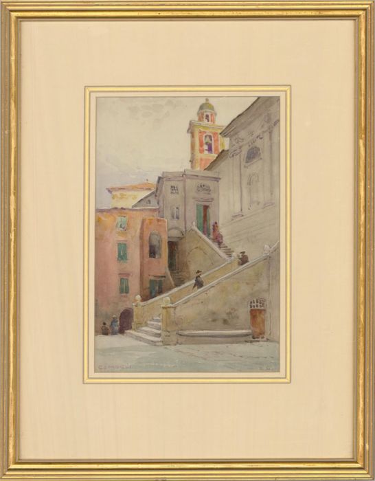 Sir Ernest George RA (1839-1922) - Watercolour, Camogli, Italy