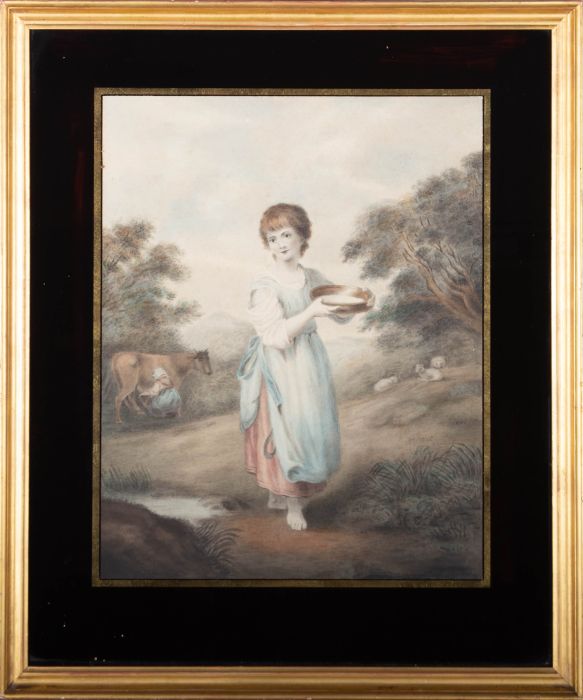 Mid 19th Century Watercolour - Milking the Cow