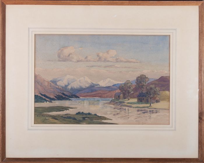 James Ritchie - 1956 Watercolour, River Awe Entering Loch Etive