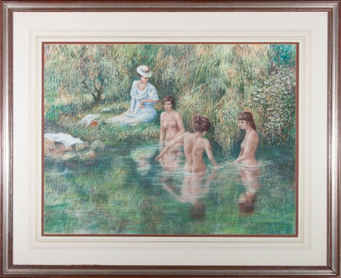 John Seerey-Lester - 1977 Pastel - The Bathers