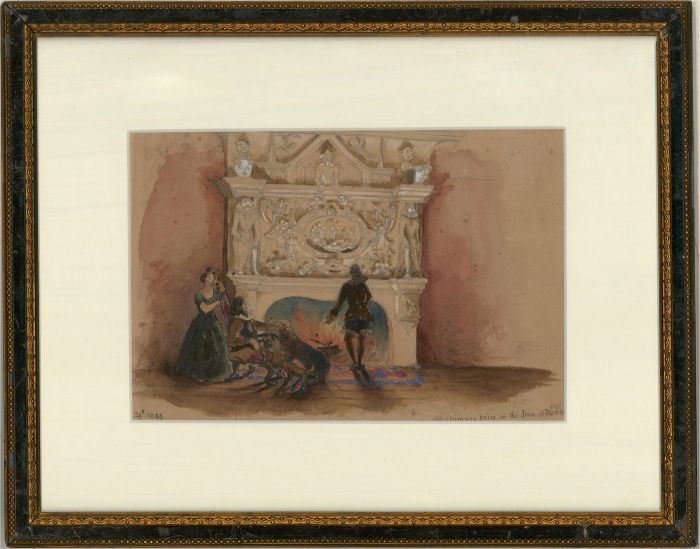 H.C. Herries - 1840 Watercolour, Old Chimney Piece, Inn at Dunster