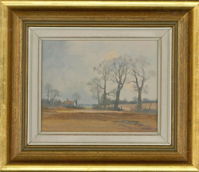 Gerald Hughes (b.1938) - 20th Century Oil, Cottage across Field