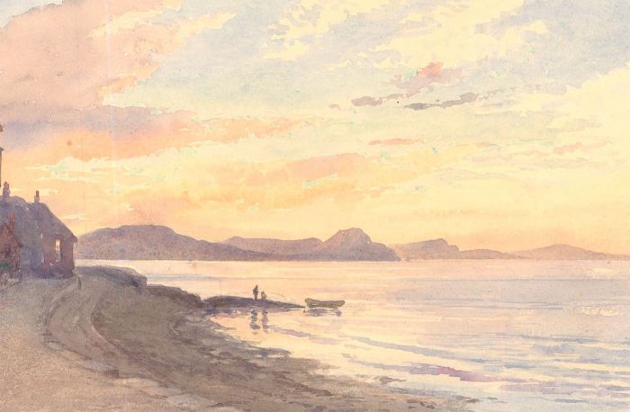 Late 19th Century Watercolour - Cornish Beach at Sunset