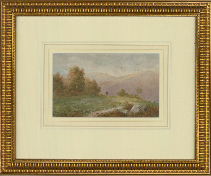 Attrib. Frederick Boisseree (fl.1870-1880) - Watercolour, Lonely Shepherd