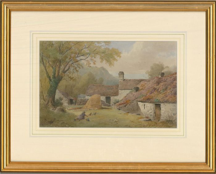 Frederick Boisseree (fl.1870-80) - Watercolour, A Girl Feeding Chickens