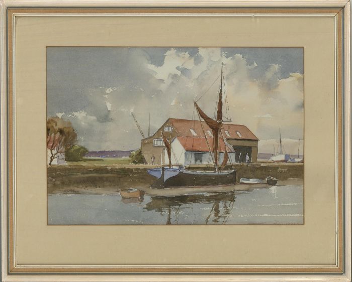John E. Noble - 20th Century Watercolour, Norfolk Landscape with Boats