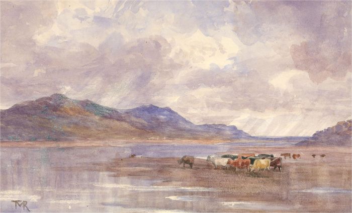 J.M. Richardson - Early 20th Century Watercolour, Highland Loch with Cattle