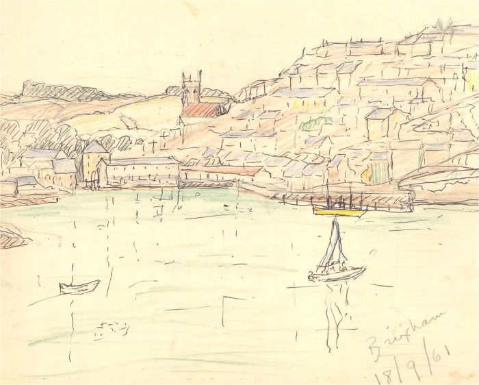 1961 Pen and Ink Drawing - Brixham