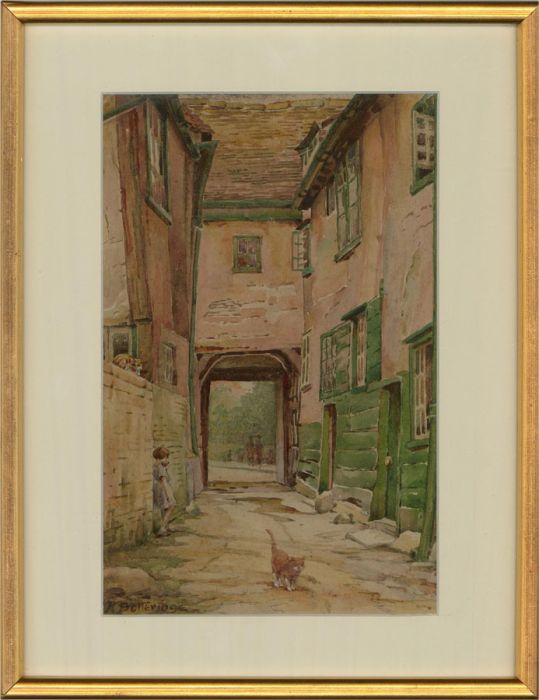 H.W.G. Betteridge - Early 20th Century Watercolour, Street Scene with Cats