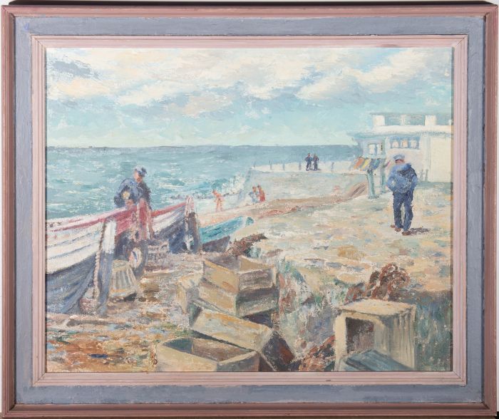 Attrib. Denys Law (1907-1981) - Newlyn School Mid 20thC Oil, The Work Is Done