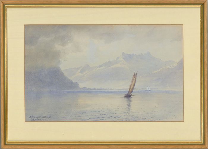 Helga von Cramm (1840-1919) - Early 20th Century Watercolour, Lake Geneva