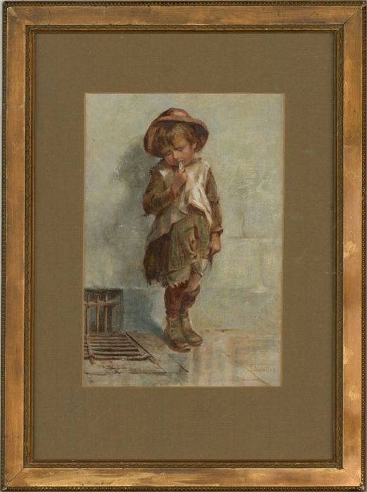 S. Sweeting - Late 19th Century Watercolour, Street Urchin