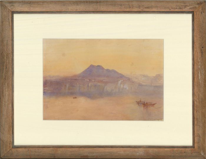 19th Century Watercolour - Lake at Sunset