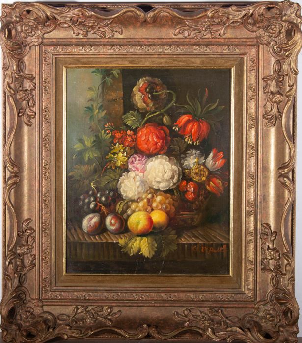 G. Van Pelt  - 20th Century Oil, Dutch School Style, Flowers and Fruit
