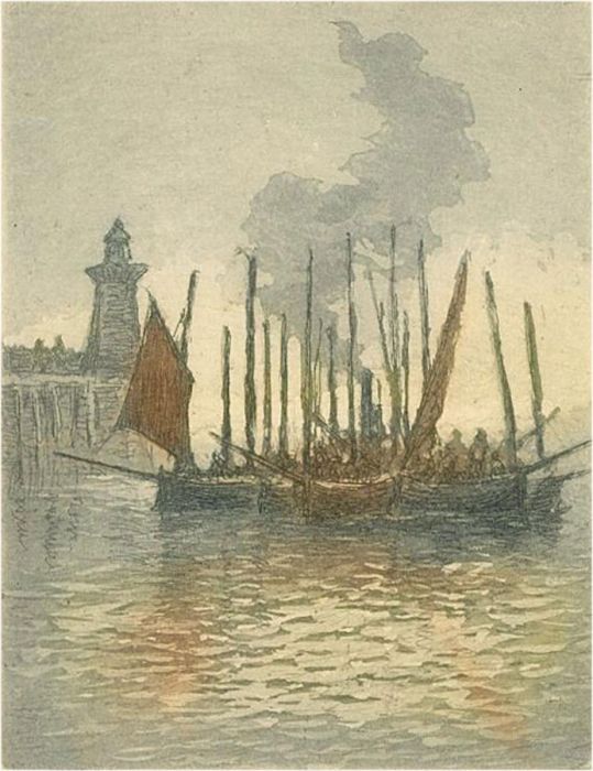 Claude Rowbotham (1864-1949) - Early 20th Century Etching, St Ives Fishing Boats