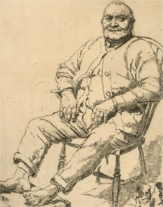 Ernest Heber Thompson (1891–1971) - Early 20th Century Etching, Put Your Feet Up