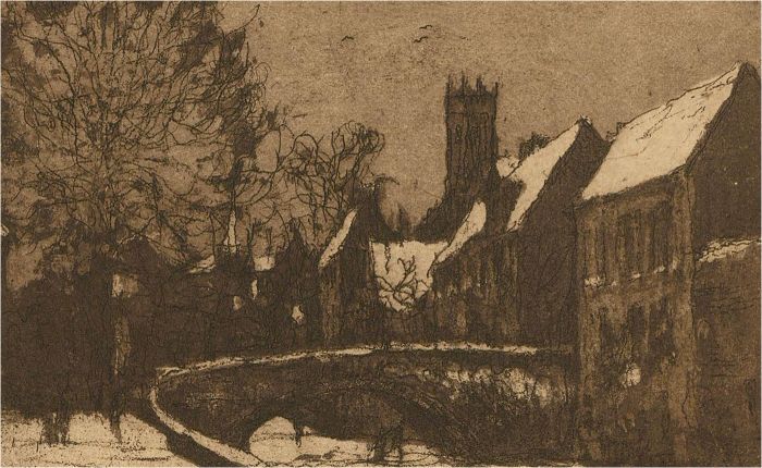 Ronald Olley (b.1923) - Mid 20th Century Etching, Village In The Snow I