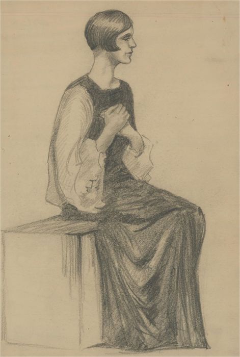 Early 20th Century Graphite Drawing - Elegant Lady
