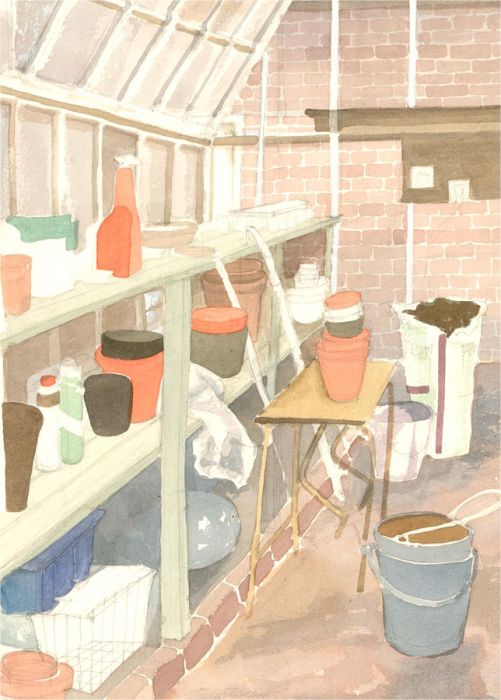 M. F. Mayhew  - Contemporary Watercolour, The Garden Shed