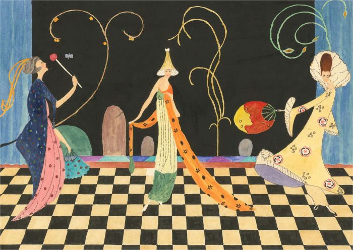 N.K. Day - 20th Century Watercolour, Art Nouveau Women