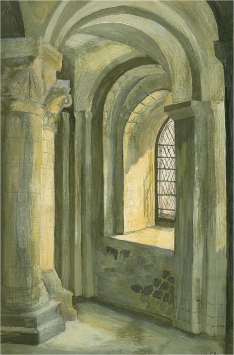 P. Henson - 1949 Gouache, St John's Chapel, Tower of London