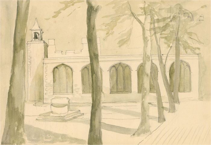 P. Henson - 1949 Watercolour, Church of St Peter ad Vincula, Tower of London