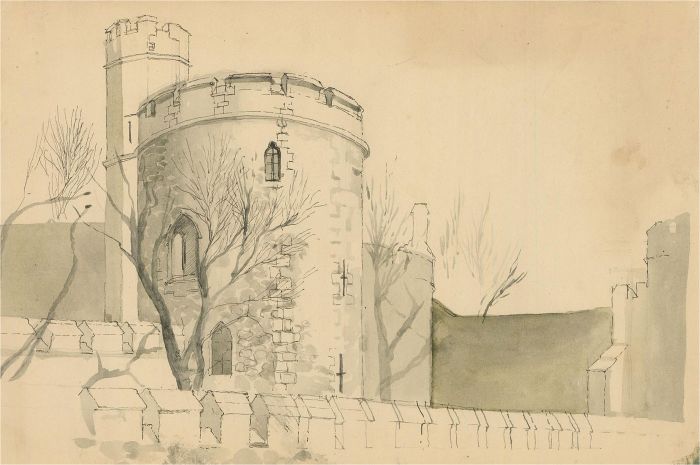 P. Henson - 1949 Watercolour, The Salt Tower, Tower of London