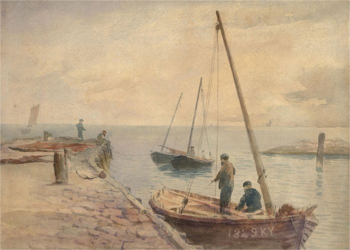 James Heron (fl.1878-1919) - Late 19th Century Watercolour, Fishing Trip