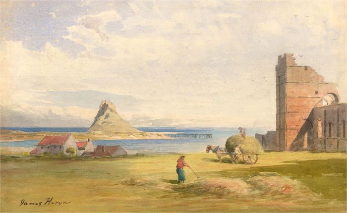 James Heron (fl.1878-1919) - Watercolour, Lindisfarne, Holy Island