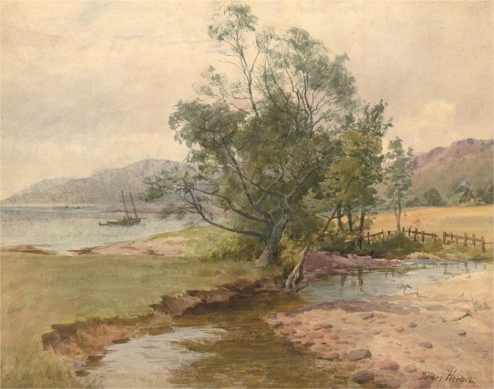 James Heron (fl.1878-1919) - Late 19th Century Watercolour, Beside the Loch