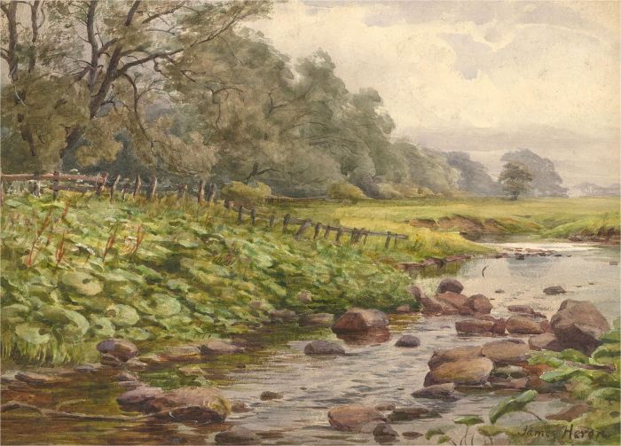 James Heron (fl.1878-1919) - Watercolour, Gogan Burn near Edinburgh