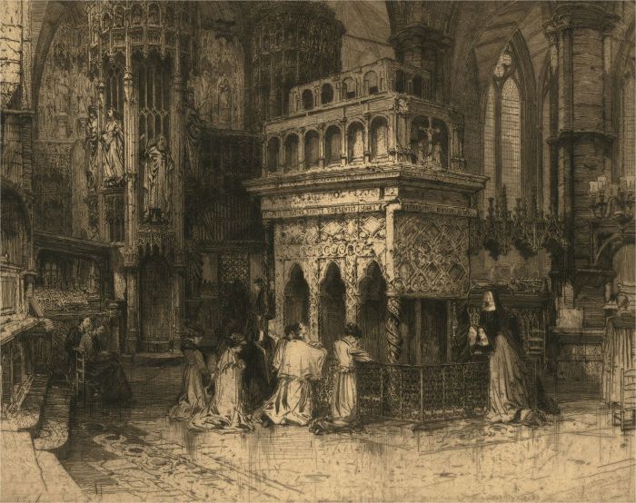 Hedley Fitton RE (1857-1929) - c.1910 Etching, Shrine of St Edward the Confessor