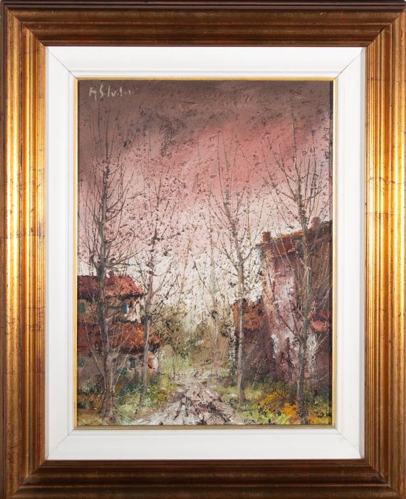 Aldo Salvadori (1905-2002)  - Mid 20th Century Oil, Tree Lined Track