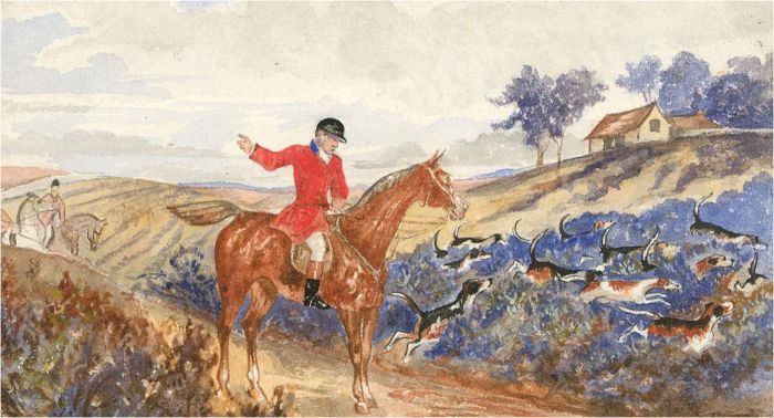 Early 20th Century Watercolour - The Hunt Has Started!