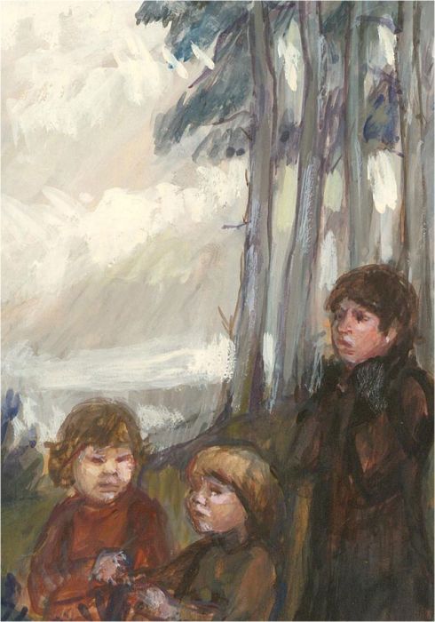 Dennis Gilbert  - 20th Century Watercolour, Mother and Children
