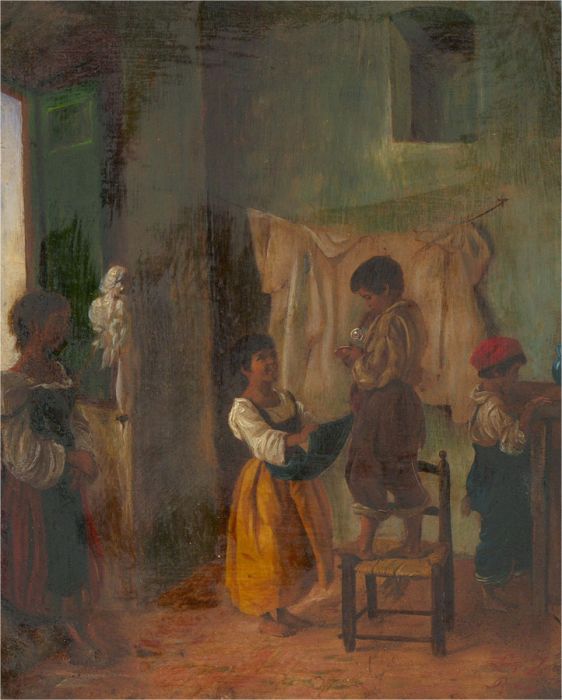 Luigi Zucca - Late 19th Century Oil, Blowing Bubbles