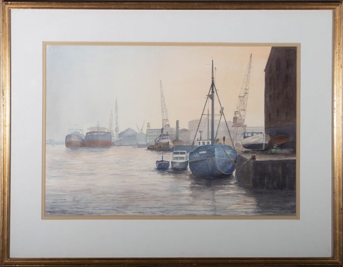 Peter Gray  - 20th Century Watercolour, Early Evening, River Tyne