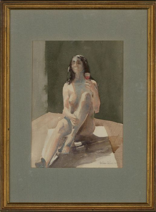 1982 Watercolour - Nude with Wine