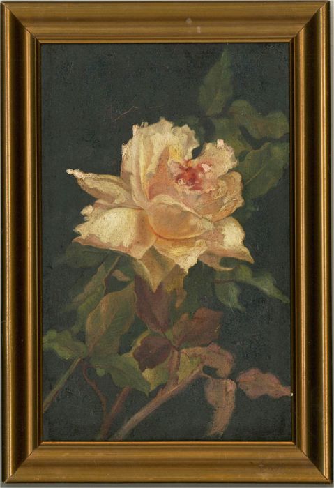 Early 20th Century Oil - Pale Peach Rose