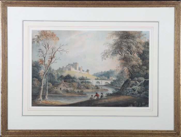 Early 19th Century Watercolour - Fishing At The Foot Of The Castle