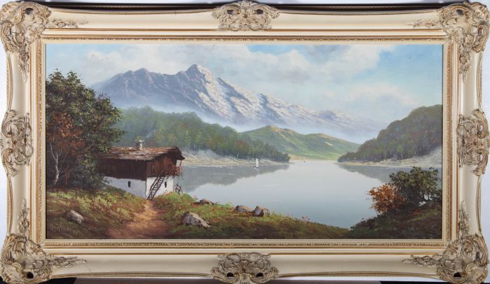 Continental School  20th Century Oil - Alpine Lake