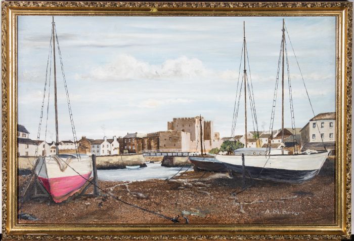 A.M. Barker - Contemporary Oil, Harbour Scene