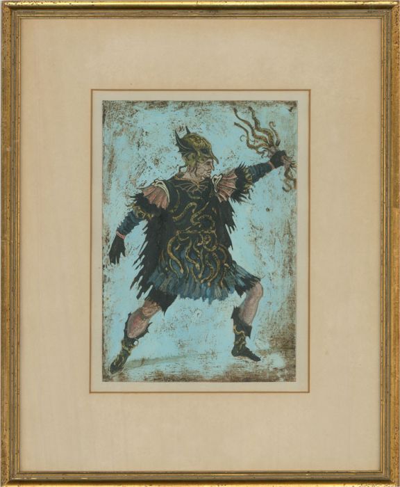 L. E. Lomas  - 20th Century Gouache, Perseus with the Head of Medusa