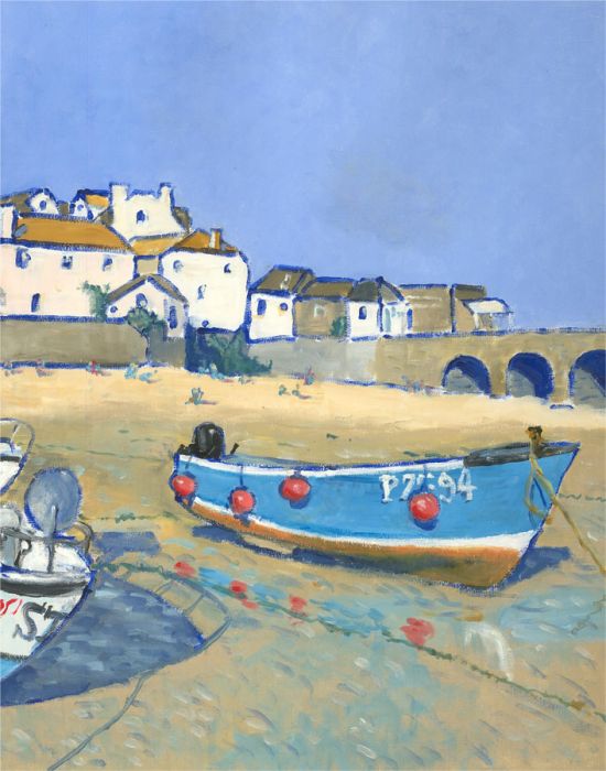 Brian William - St. Ives School, Oil, Beach Boats, St. Ives Harbour
