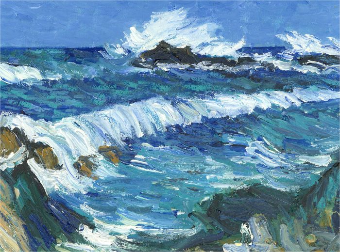 St. Ives School - Contemporary Oil, Porthmeor Beach, The Swell