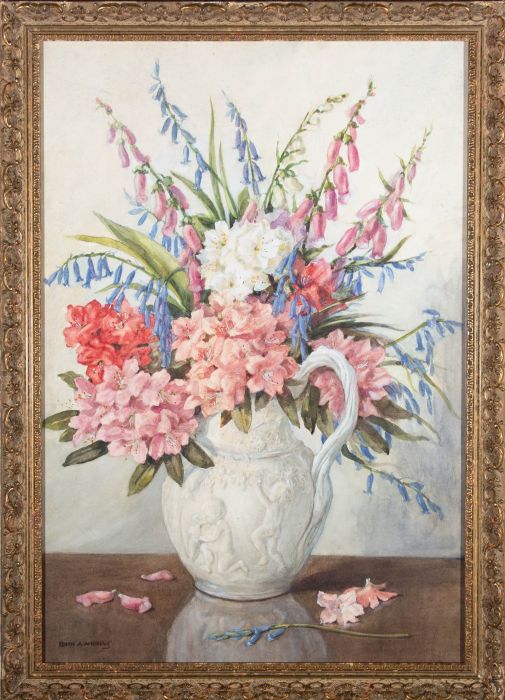 Edith A. Andrews (1873-1962) - Watercolour, Foxgloves and Bluebells