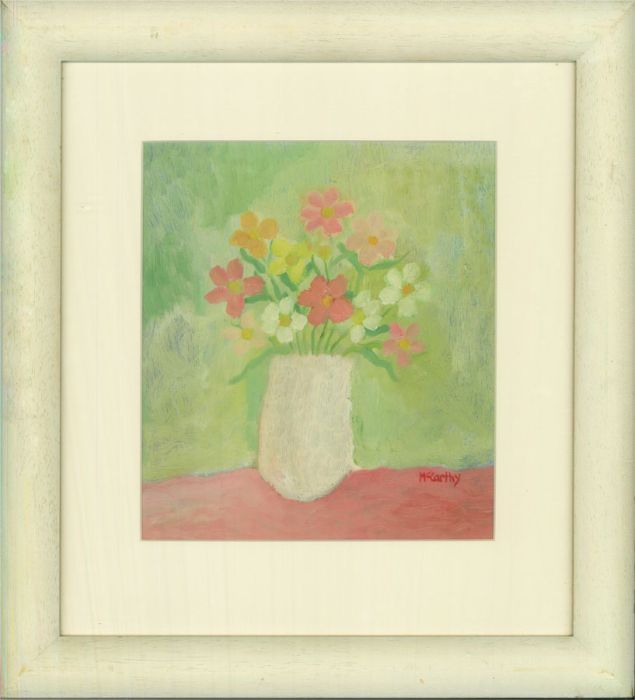 Peter McCarthy (b. 1955) - 20th Century Oil, Mixed Flowers in Cream Vase