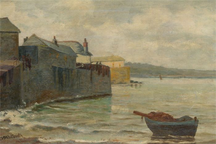 Charles Henry Whitworth (1855-1933) - Newlyn School Oil, A Grey Day, Newlyn